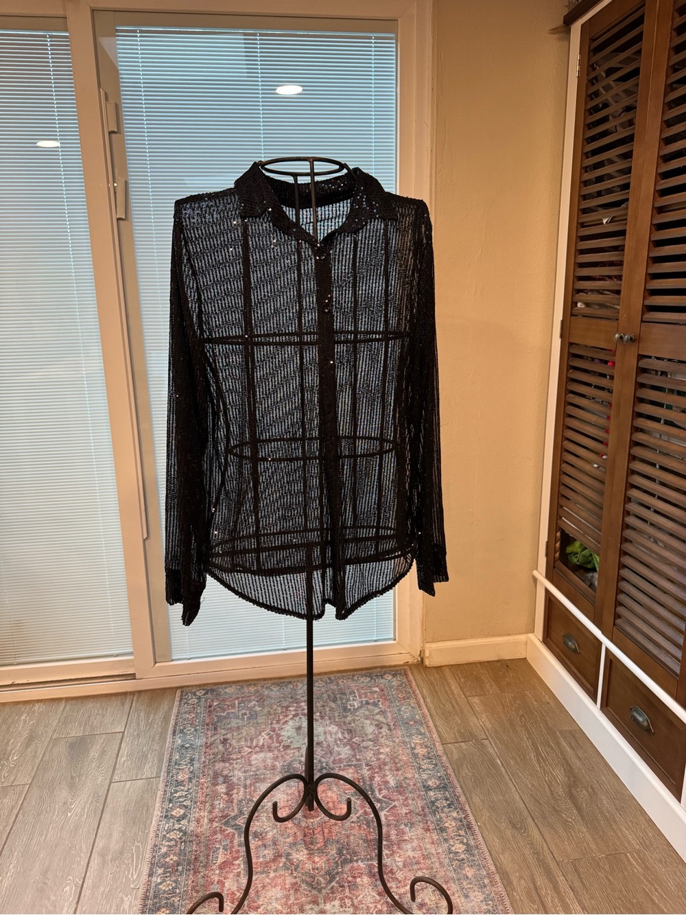 Black Sheer Button-Up Men or Women’s Shirt
